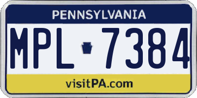 PA license plate MPL7384