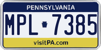 PA license plate MPL7385