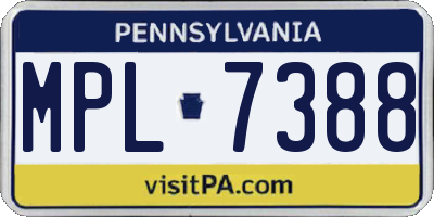 PA license plate MPL7388