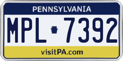 PA license plate MPL7392
