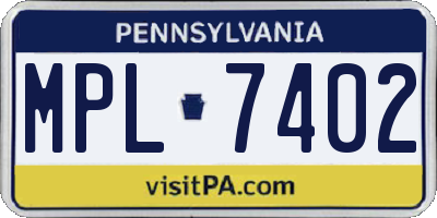 PA license plate MPL7402