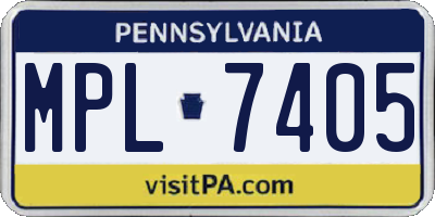 PA license plate MPL7405