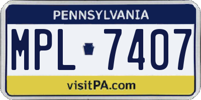 PA license plate MPL7407