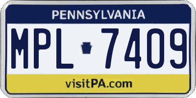 PA license plate MPL7409