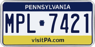 PA license plate MPL7421