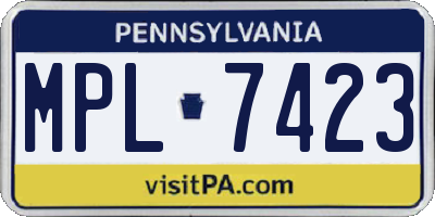 PA license plate MPL7423