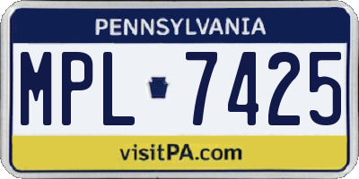 PA license plate MPL7425