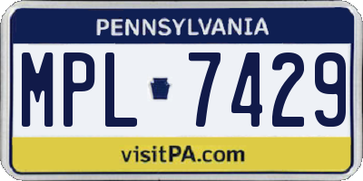 PA license plate MPL7429