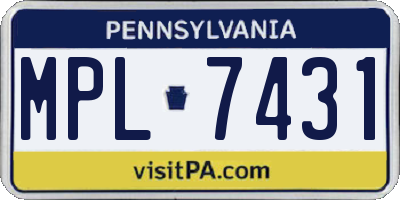 PA license plate MPL7431