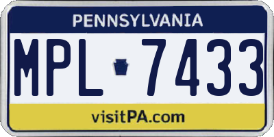 PA license plate MPL7433