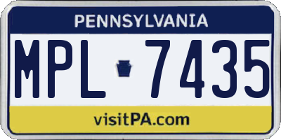 PA license plate MPL7435