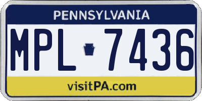PA license plate MPL7436