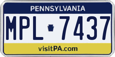 PA license plate MPL7437