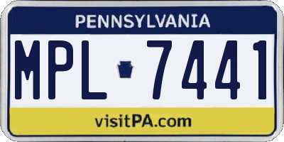 PA license plate MPL7441