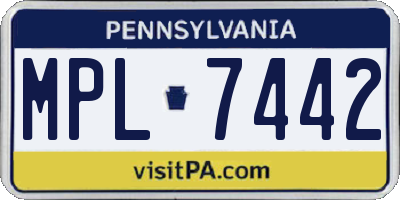 PA license plate MPL7442