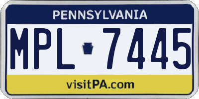 PA license plate MPL7445