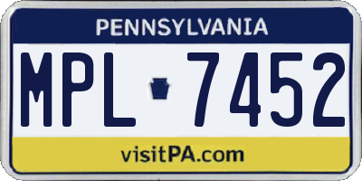 PA license plate MPL7452