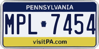 PA license plate MPL7454