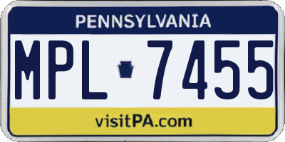 PA license plate MPL7455