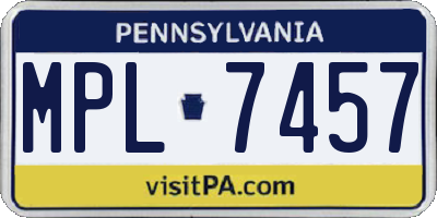 PA license plate MPL7457