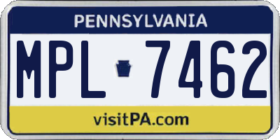 PA license plate MPL7462