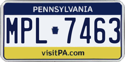 PA license plate MPL7463