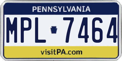 PA license plate MPL7464