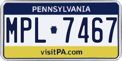 PA license plate MPL7467