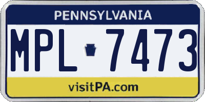 PA license plate MPL7473