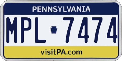 PA license plate MPL7474