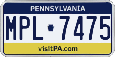 PA license plate MPL7475
