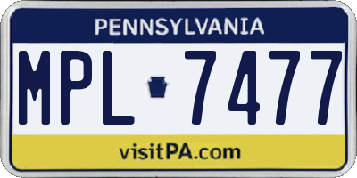PA license plate MPL7477