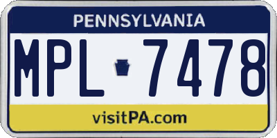 PA license plate MPL7478