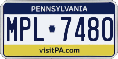 PA license plate MPL7480
