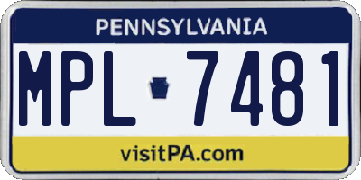 PA license plate MPL7481