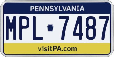PA license plate MPL7487