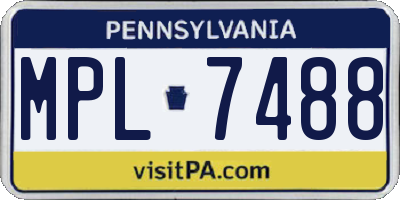 PA license plate MPL7488