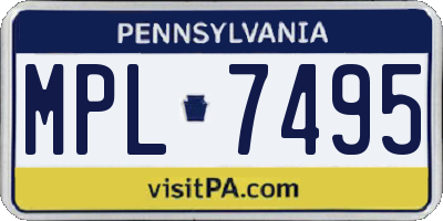 PA license plate MPL7495