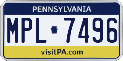 PA license plate MPL7496