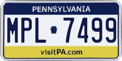 PA license plate MPL7499