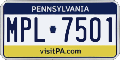 PA license plate MPL7501