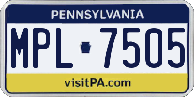 PA license plate MPL7505