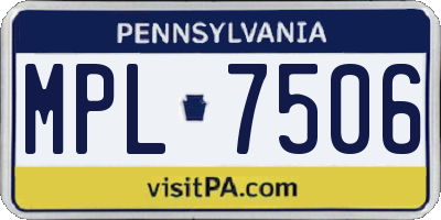 PA license plate MPL7506