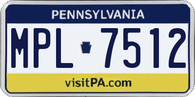 PA license plate MPL7512