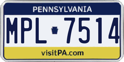 PA license plate MPL7514