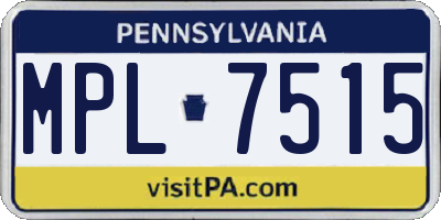 PA license plate MPL7515