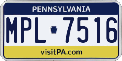 PA license plate MPL7516