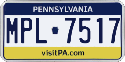 PA license plate MPL7517