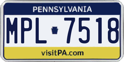 PA license plate MPL7518