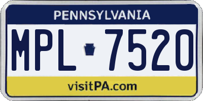 PA license plate MPL7520